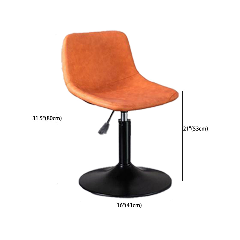 Scandinavian Metal Barstool Adjustable Low Back Faux Leather Barstools in Matte Finish