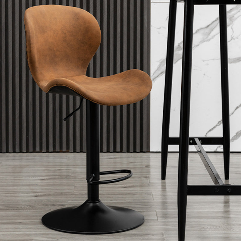 Scandinavian Metal Barstool Adjustable PU Leather Barstools in Matte Finish for Indoor
