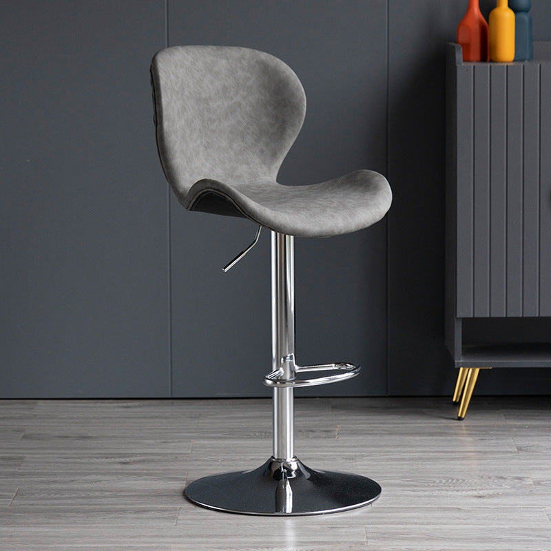 Scandinavian Metal Barstool Adjustable PU Leather Barstools in Matte Finish for Indoor