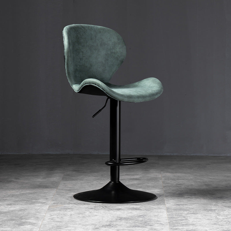 Scandinavian Metal Barstool Adjustable PU Leather Barstools in Matte Finish for Indoor