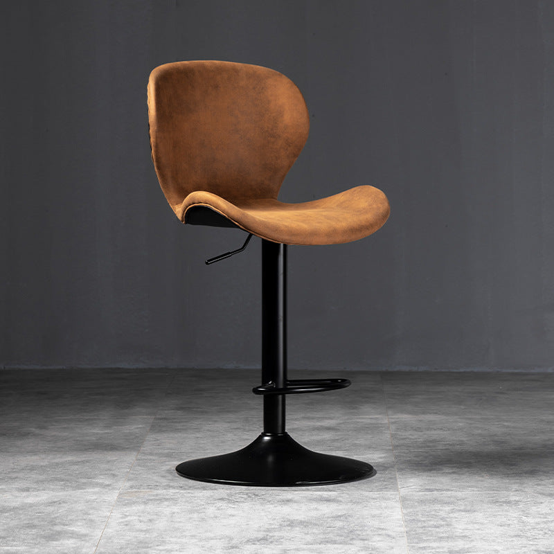 Scandinavian Metal Barstool Adjustable PU Leather Barstools in Matte Finish for Indoor
