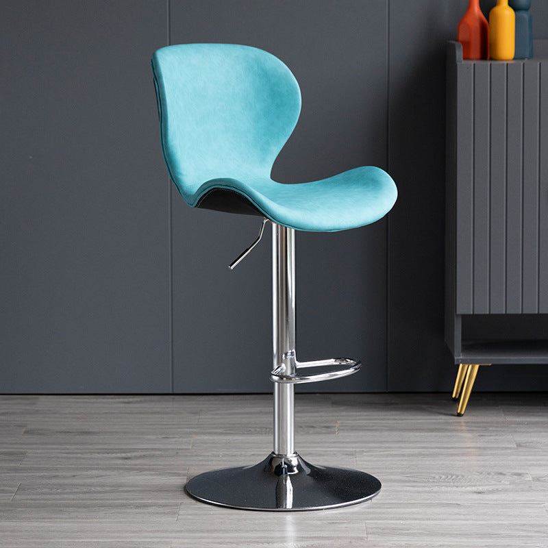 Scandinavian Metal Barstool Adjustable PU Leather Barstools in Matte Finish for Indoor