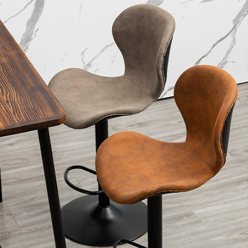 Scandinavian Metal Barstool Adjustable PU Leather Barstools in Matte Finish for Indoor