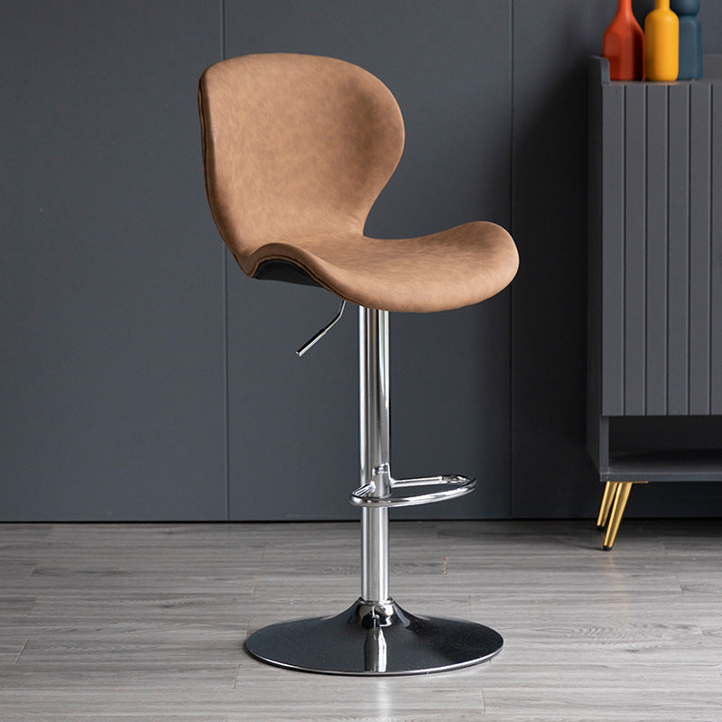 Scandinavian Metal Barstool Adjustable PU Leather Barstools in Matte Finish for Indoor
