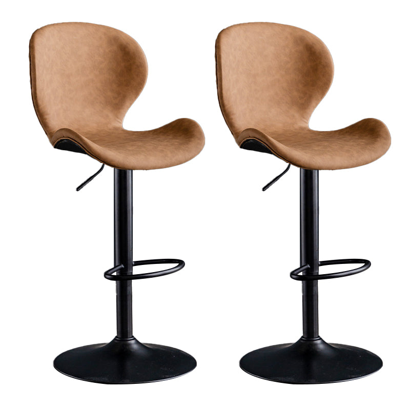 Scandinavian Metal Barstool Adjustable PU Leather Barstools in Matte Finish for Indoor
