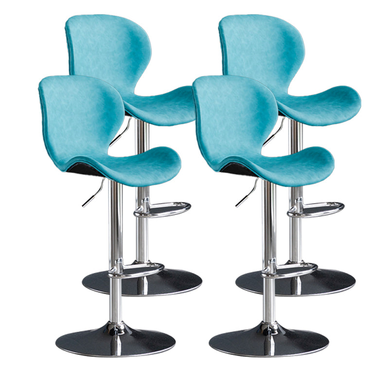 Scandinavian Metal Barstool Adjustable PU Leather Barstools in Matte Finish for Indoor
