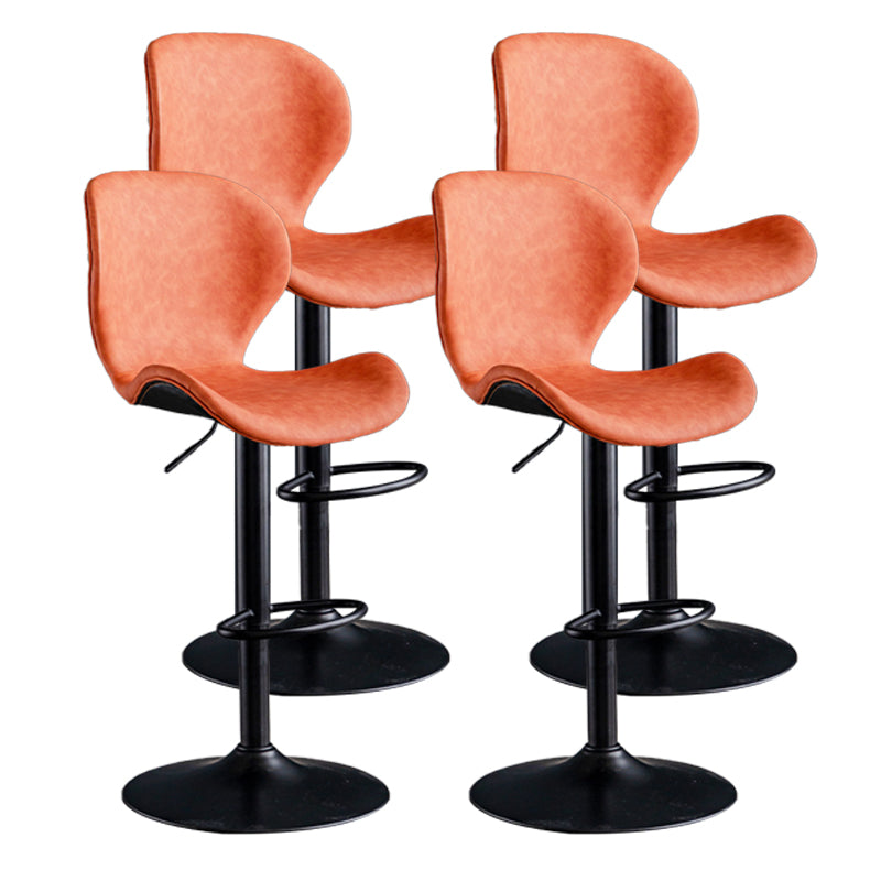 Scandinavian Metal Barstool Adjustable PU Leather Barstools in Matte Finish for Indoor
