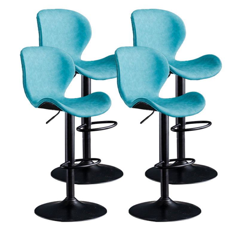 Scandinavian Metal Barstool Adjustable PU Leather Barstools in Matte Finish for Indoor