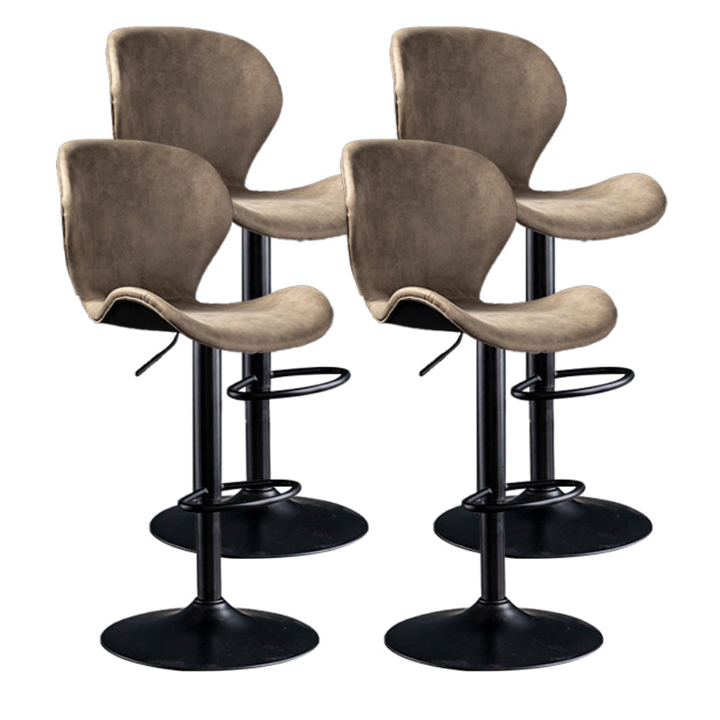 Scandinavian Metal Barstool Adjustable PU Leather Barstools in Matte Finish for Indoor