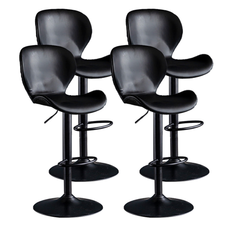 Scandinavian Metal Barstool Adjustable PU Leather Barstools in Matte Finish for Indoor