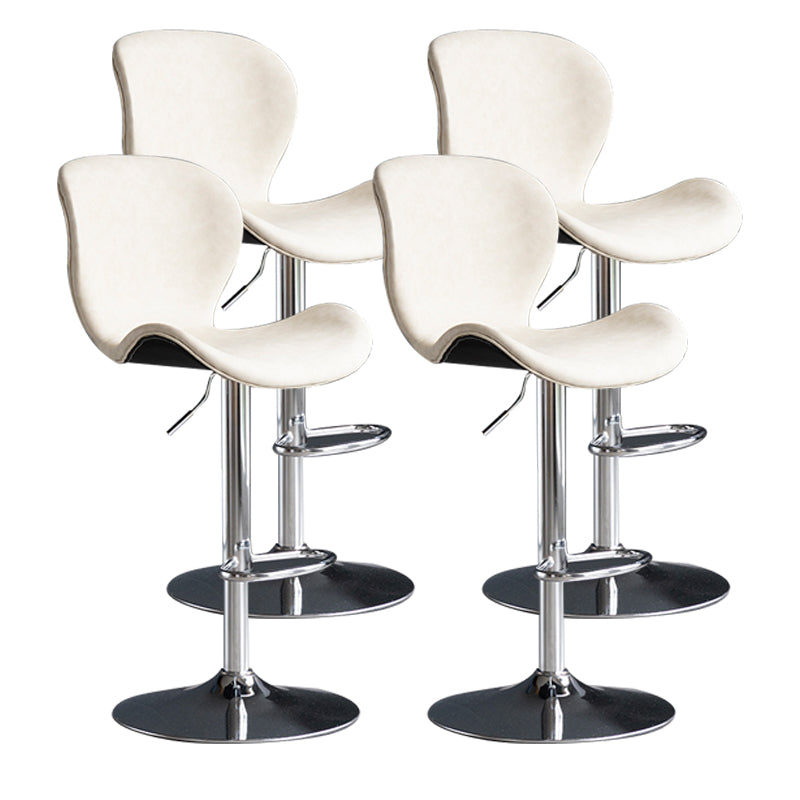 Scandinavian Metal Barstool Adjustable PU Leather Barstools in Matte Finish for Indoor