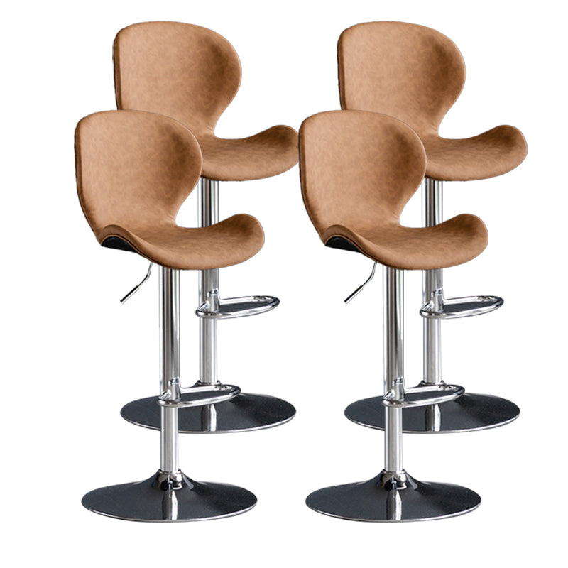 Scandinavian Metal Barstool Adjustable PU Leather Barstools in Matte Finish for Indoor