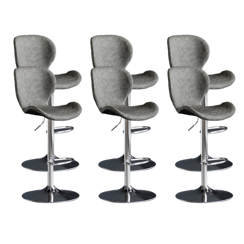 Scandinavian Metal Barstool Adjustable PU Leather Barstools in Matte Finish for Indoor