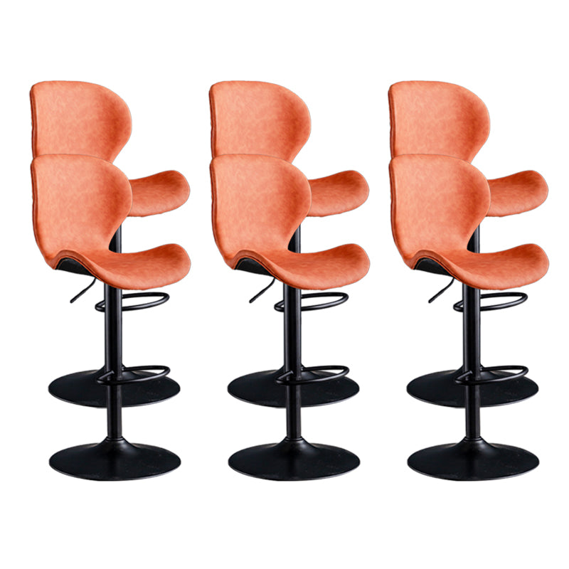 Scandinavian Metal Barstool Adjustable PU Leather Barstools in Matte Finish for Indoor