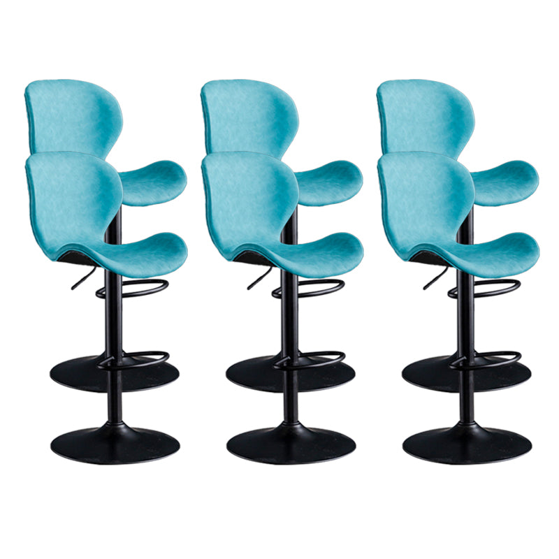 Scandinavian Metal Barstool Adjustable PU Leather Barstools in Matte Finish for Indoor