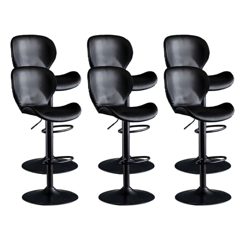 Scandinavian Metal Barstool Adjustable PU Leather Barstools in Matte Finish for Indoor