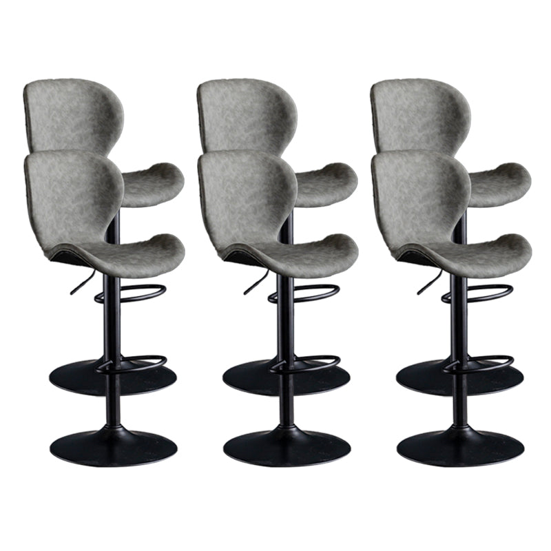 Scandinavian Metal Barstool Adjustable PU Leather Barstools in Matte Finish for Indoor