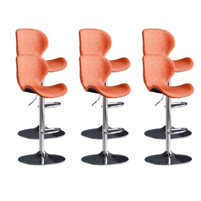 Scandinavian Metal Barstool Adjustable PU Leather Barstools in Matte Finish for Indoor