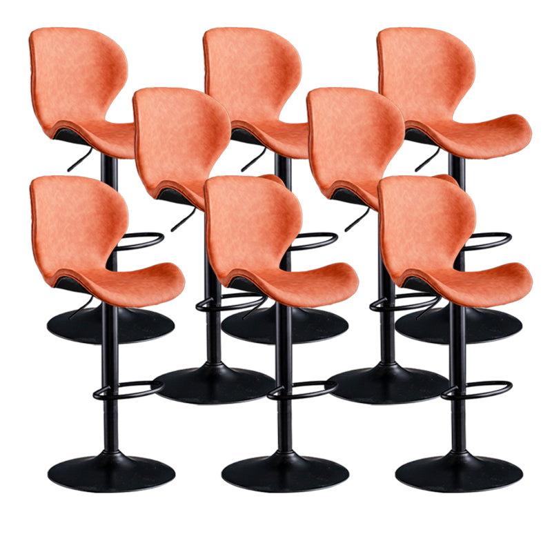 Scandinavian Metal Barstool Adjustable PU Leather Barstools in Matte Finish for Indoor