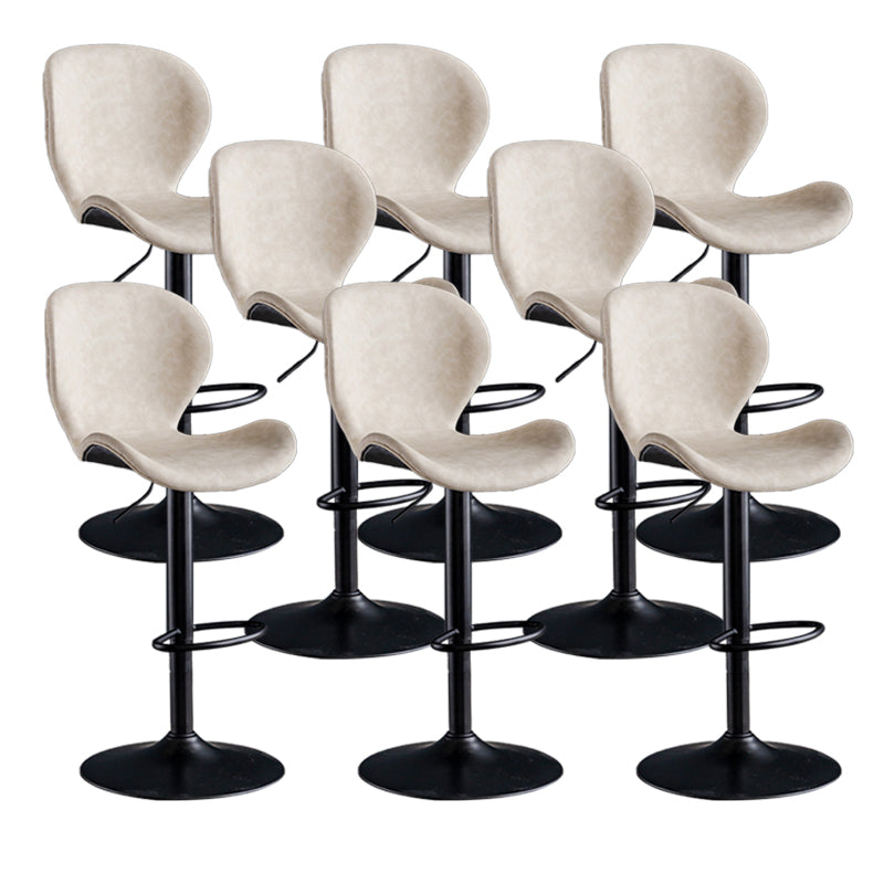 Scandinavian Metal Barstool Adjustable PU Leather Barstools in Matte Finish for Indoor