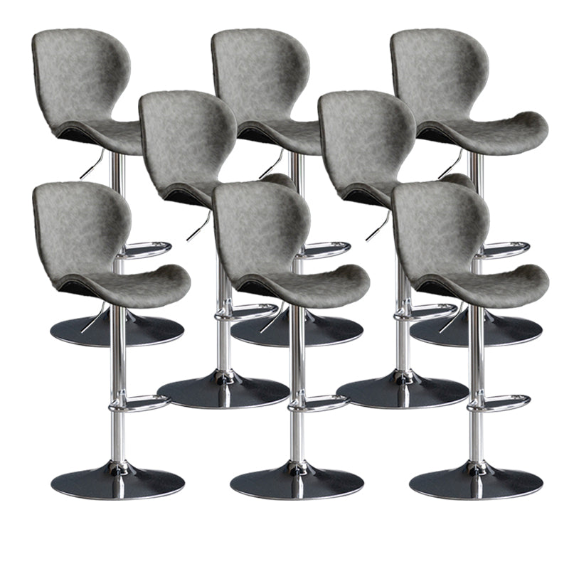Scandinavian Metal Barstool Adjustable PU Leather Barstools in Matte Finish for Indoor