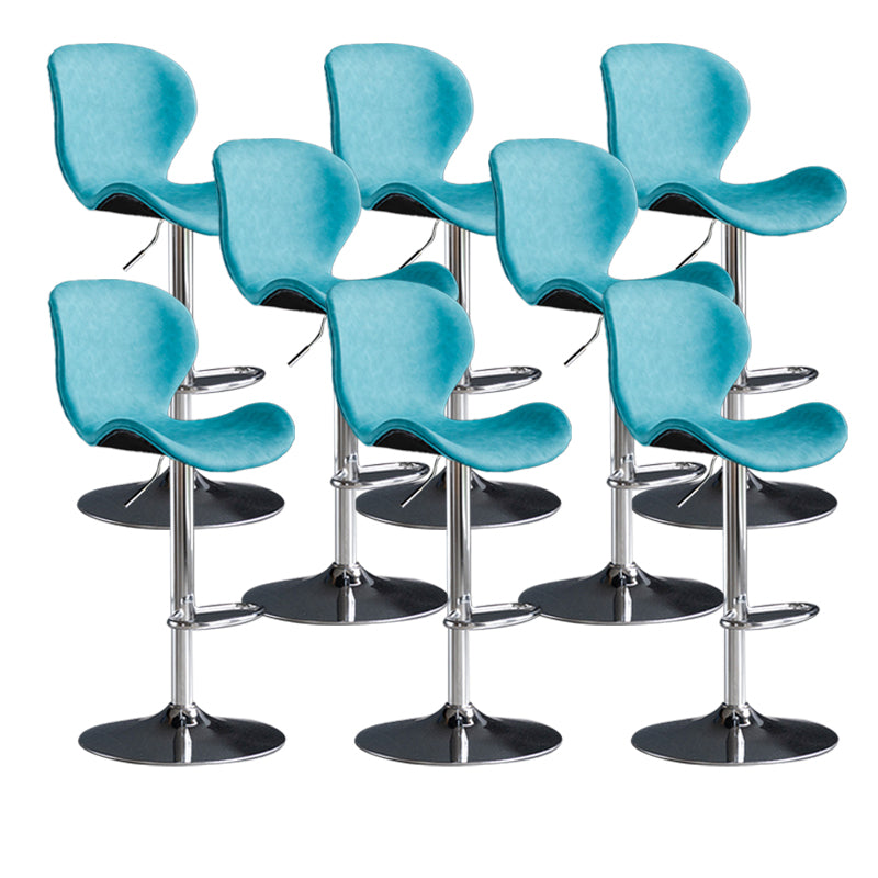 Scandinavian Metal Barstool Adjustable PU Leather Barstools in Matte Finish for Indoor