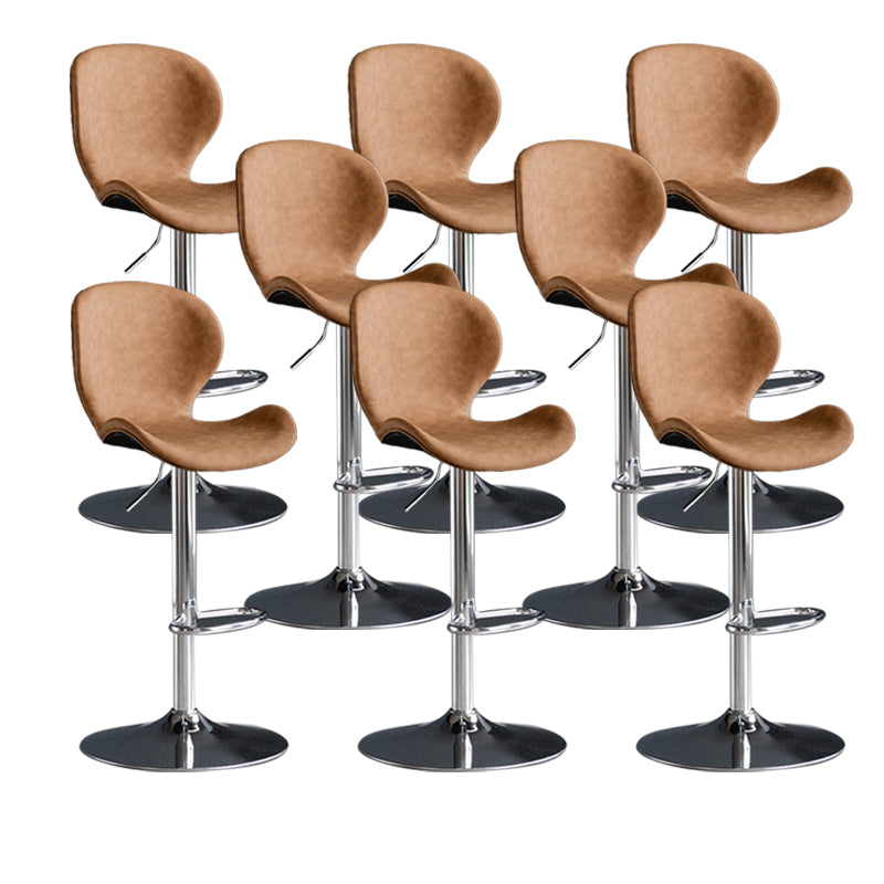 Scandinavian Metal Barstool Adjustable PU Leather Barstools in Matte Finish for Indoor