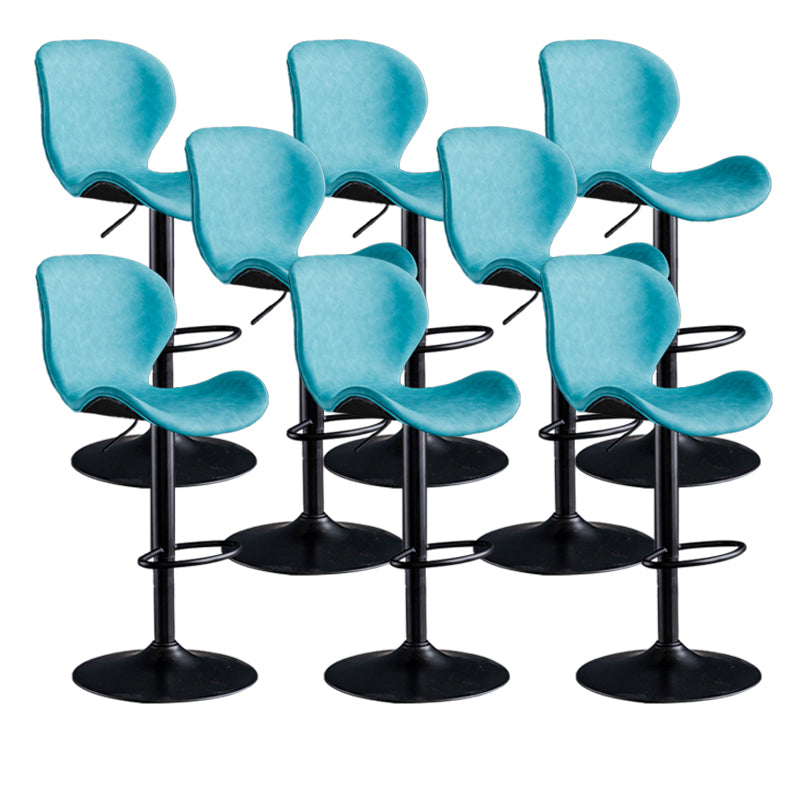 Scandinavian Metal Barstool Adjustable PU Leather Barstools in Matte Finish for Indoor