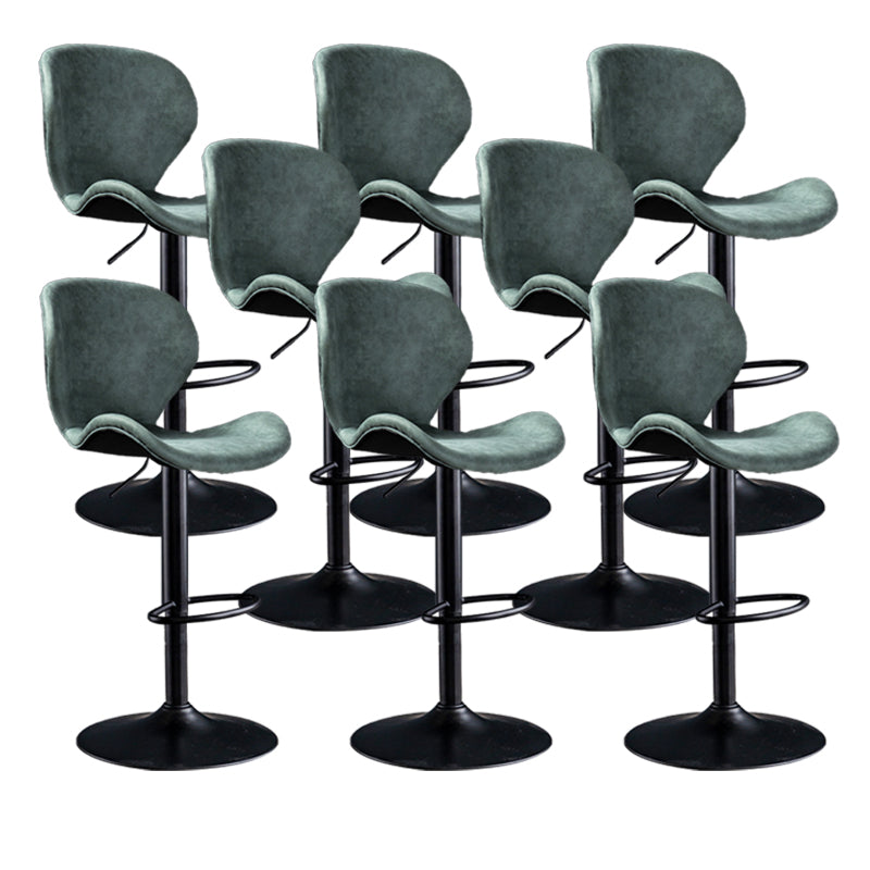 Scandinavian Metal Barstool Adjustable PU Leather Barstools in Matte Finish for Indoor
