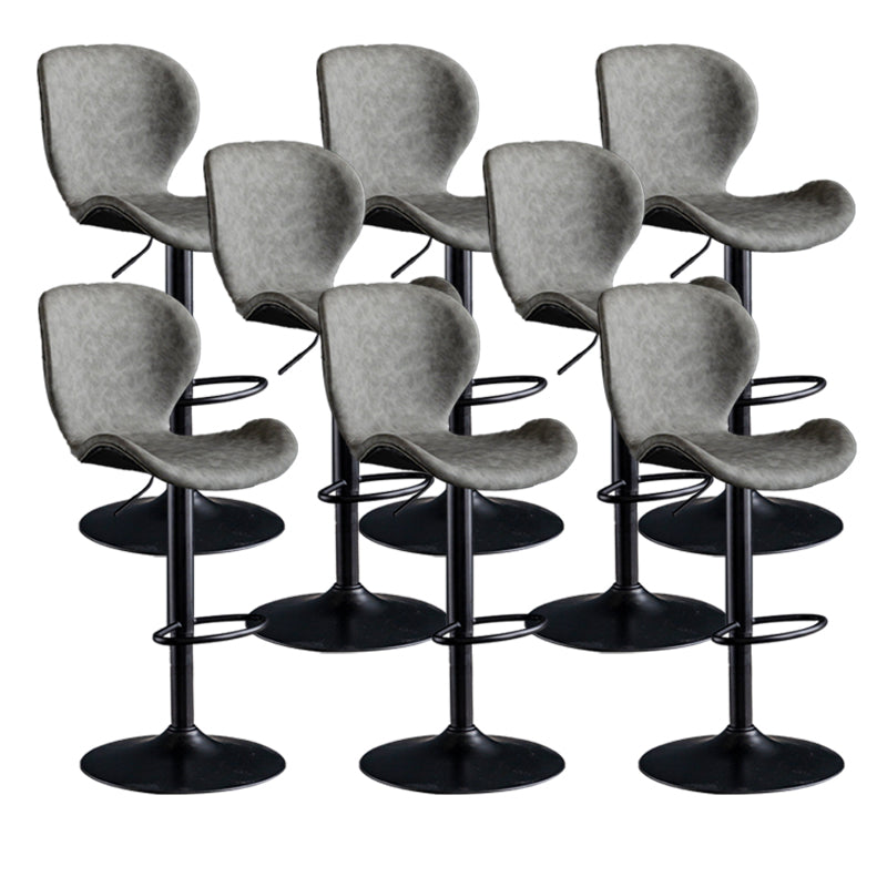 Scandinavian Metal Barstool Adjustable PU Leather Barstools in Matte Finish for Indoor