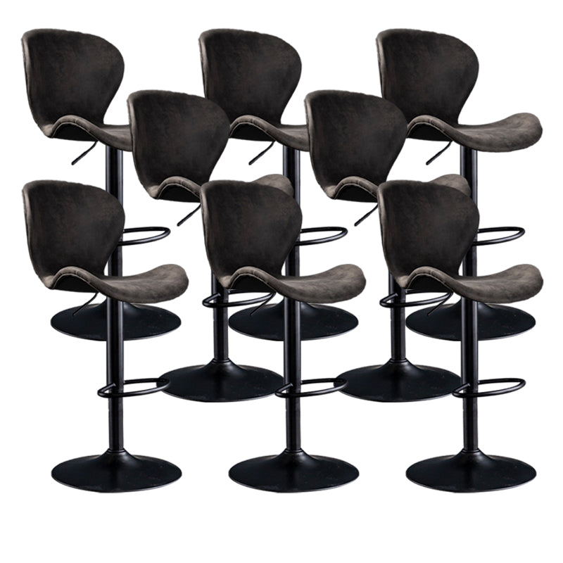 Scandinavian Metal Barstool Adjustable PU Leather Barstools in Matte Finish for Indoor