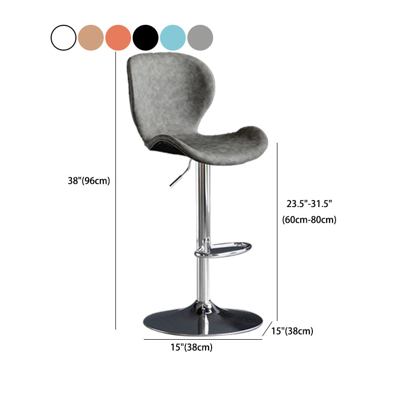 Scandinavian Metal Barstool Adjustable PU Leather Barstools in Matte Finish for Indoor