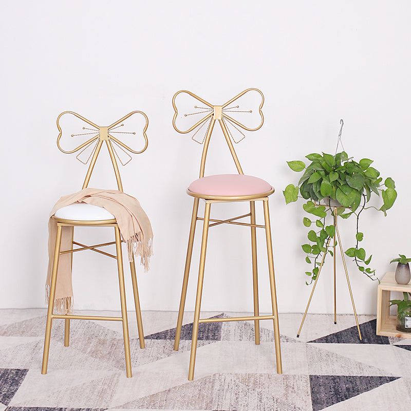 Indoor Upholstered Bar Stools Round Gold Base Scandinavian Counter Bar Stool