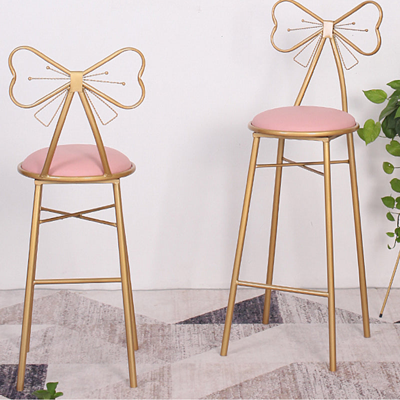 Indoor Upholstered Bar Stools Round Gold Base Scandinavian Counter Bar Stool