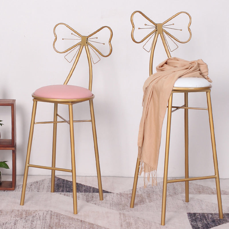 Indoor Upholstered Bar Stools Round Gold Base Scandinavian Counter Bar Stool