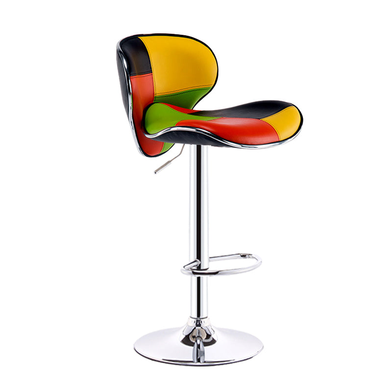 Scandinavian Metal Barstool Adjustable Low Back PU Leather Barstools in Matte Finish