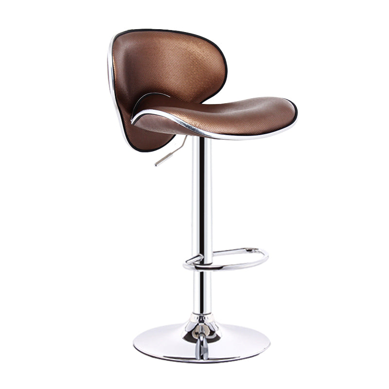 Scandinavian Metal Barstool Adjustable Low Back PU Leather Barstools in Matte Finish
