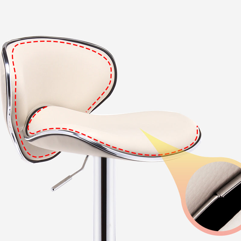 Scandinavian Metal Barstool Adjustable Low Back PU Leather Barstools in Matte Finish