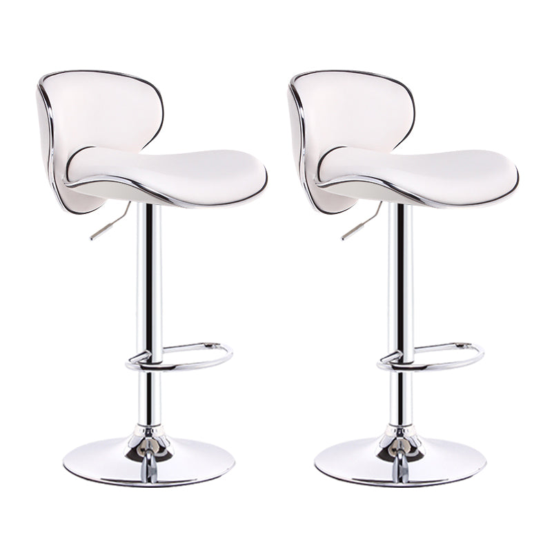 Scandinavian Metal Barstool Adjustable Low Back PU Leather Barstools in Matte Finish