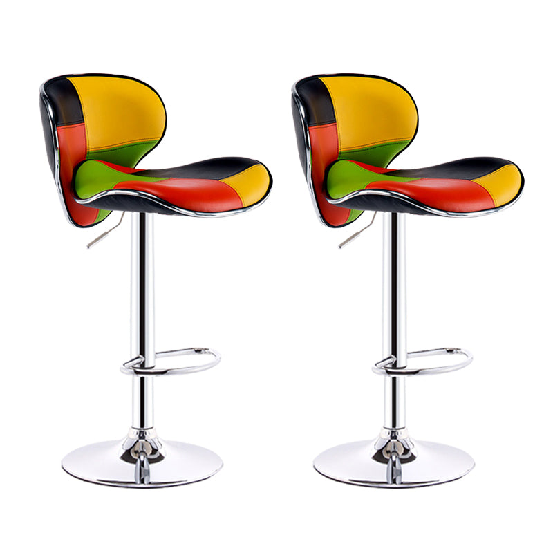 Scandinavian Metal Barstool Adjustable Low Back PU Leather Barstools in Matte Finish