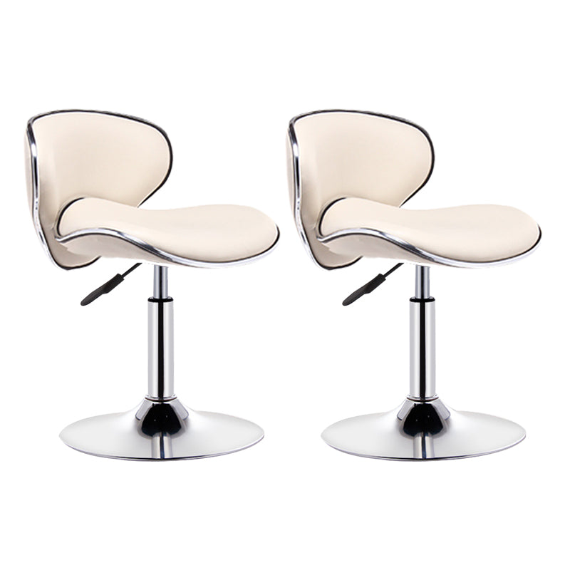 Scandinavian Metal Barstool Adjustable Low Back PU Leather Barstools in Matte Finish