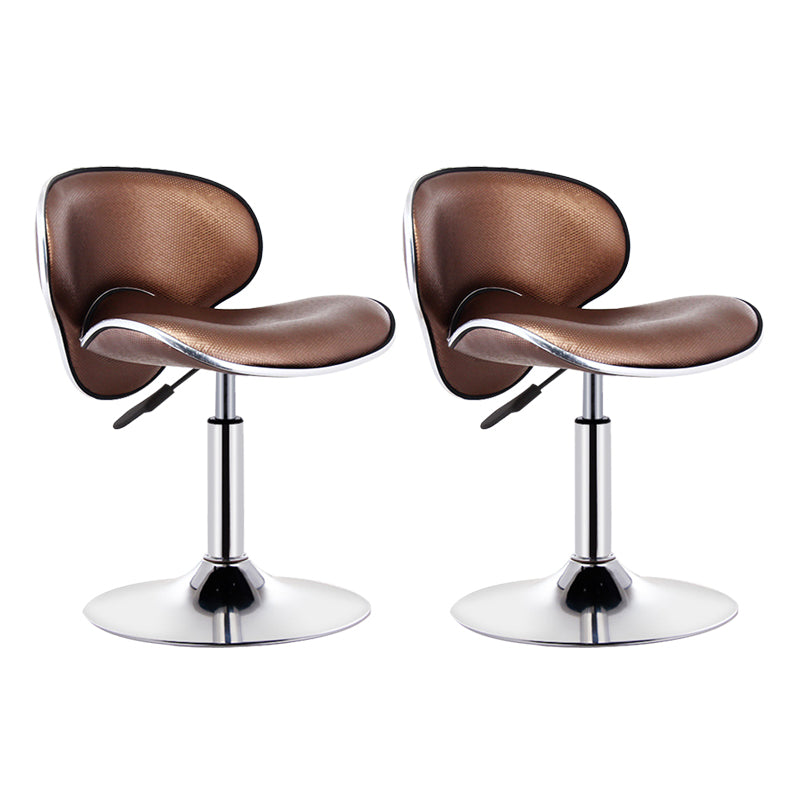 Scandinavian Metal Barstool Adjustable Low Back PU Leather Barstools in Matte Finish