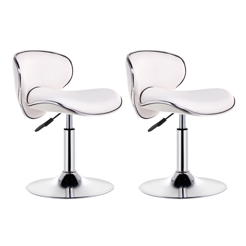 Scandinavian Metal Barstool Adjustable Low Back PU Leather Barstools in Matte Finish