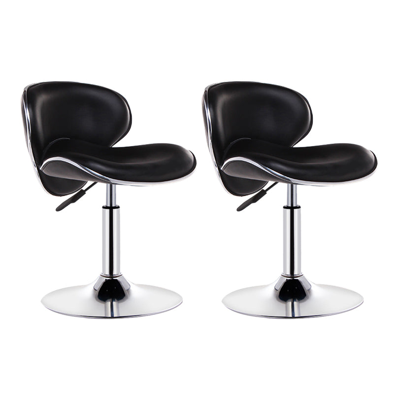 Scandinavian Metal Barstool Adjustable Low Back PU Leather Barstools in Matte Finish