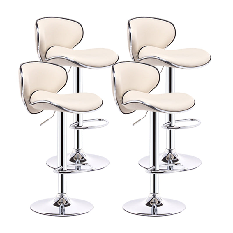 Scandinavian Metal Barstool Adjustable Low Back PU Leather Barstools in Matte Finish