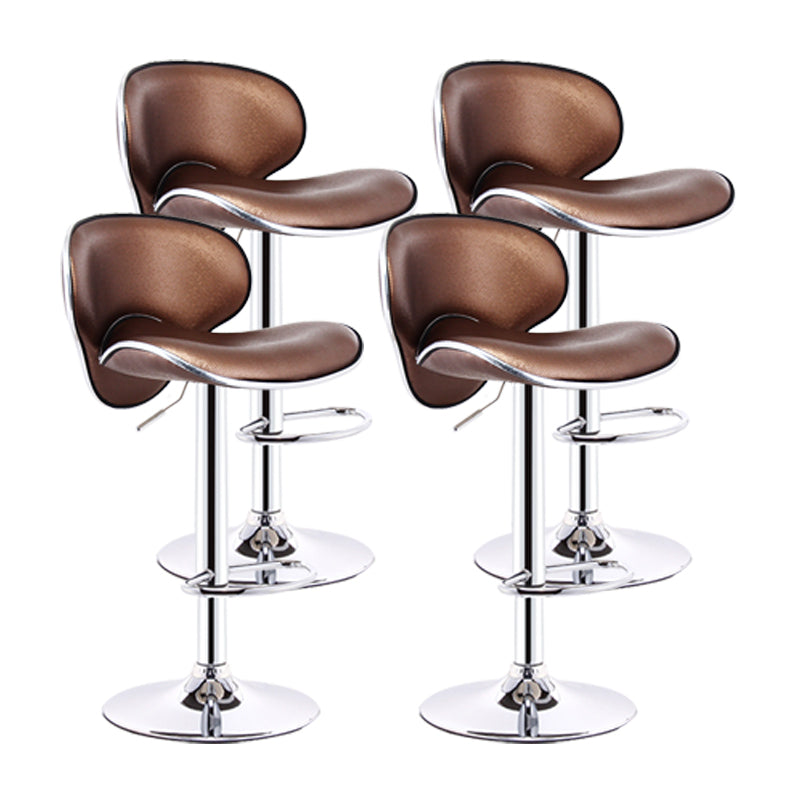Scandinavian Metal Barstool Adjustable Low Back PU Leather Barstools in Matte Finish
