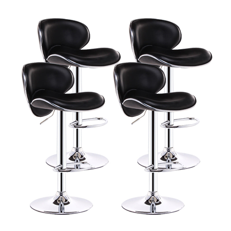 Scandinavian Metal Barstool Adjustable Low Back PU Leather Barstools in Matte Finish