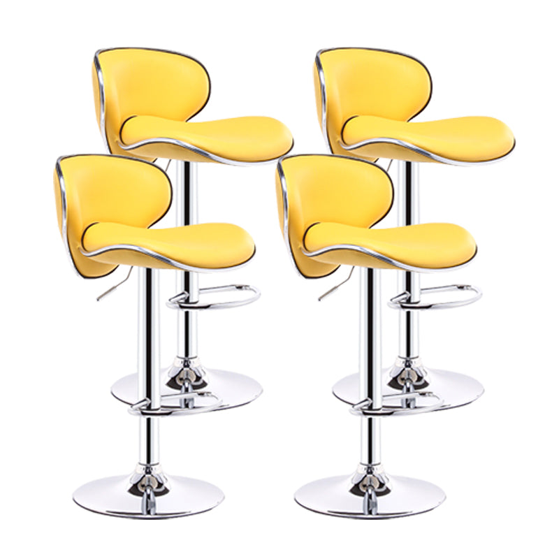 Scandinavian Metal Barstool Adjustable Low Back PU Leather Barstools in Matte Finish