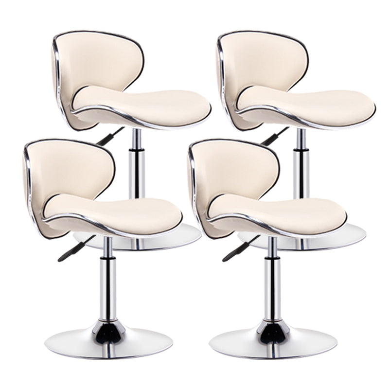 Scandinavian Metal Barstool Adjustable Low Back PU Leather Barstools in Matte Finish