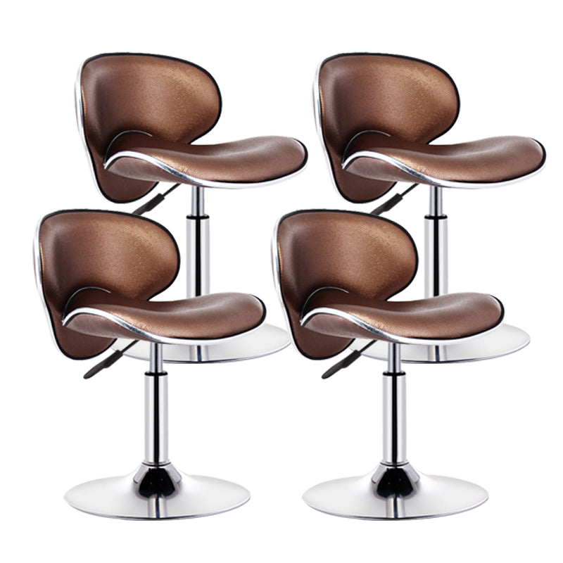 Scandinavian Metal Barstool Adjustable Low Back PU Leather Barstools in Matte Finish